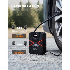AstroAI Tyre Inflator Air Compressor 12V DC, Digital Car Tyre Pump 150 PSI, Preset Tyre Pressure & Auto Shutoff, Electric Air Pump for Car Tyres, Bicycles, Other Inflatables
