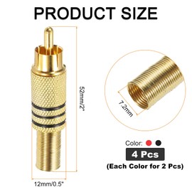 sourcing map RCA to Speaker Wire Connector, 270RCA Solder Male Gold Plated Stereo Audio Connector Adapter Jack Plug RCA Converter Gold Panel 4pcs