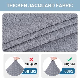 Smiry Stretch Jacquard Seat Covers for Dining Room Chairs Set of 4, Removable Washable Chair Seat Protector Slipcovers, No Rear Covers, Grey