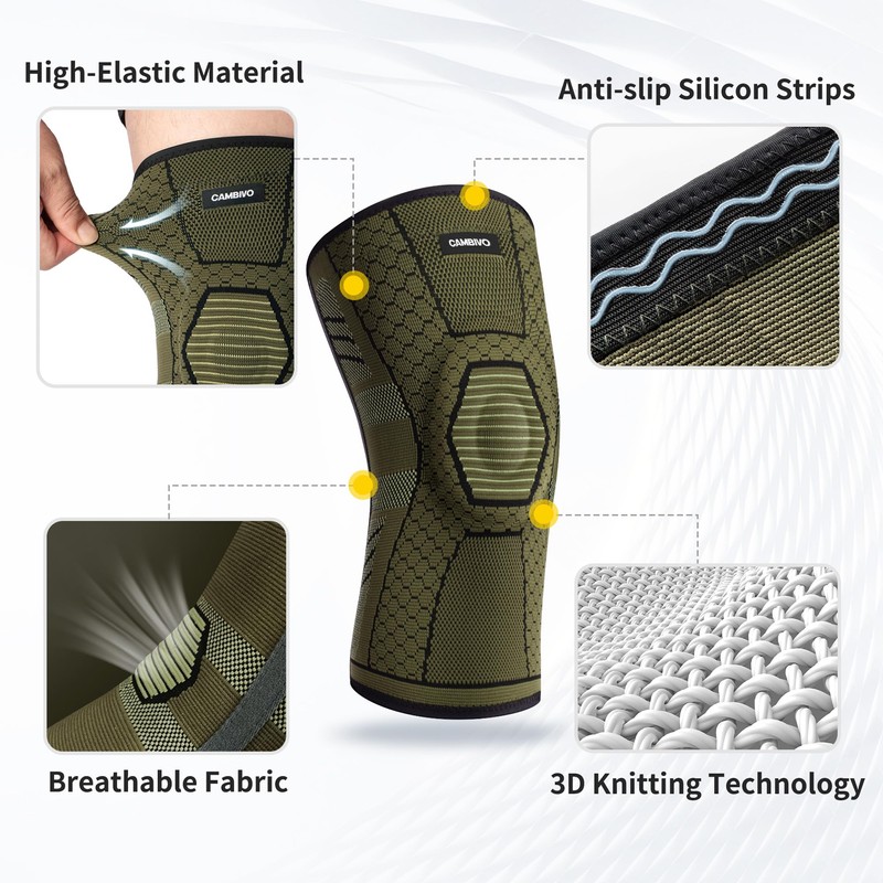 CAMBIVO 2 x Knee Support with Side Stabilisers, Knee Pads,
