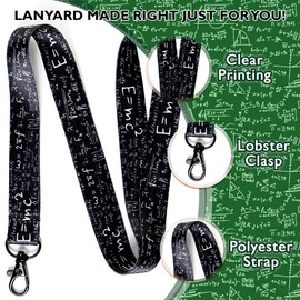 EASTEX Teacher Lanyard Keychain with Metal Clasp - Math Teacher ID Lanyard for Keys USB Badges Whistle Hall Passes - Black Mathematics ID Holder Keychain for School Students Kids Women Men Gifts