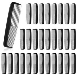 Xinjoduz 30Pack Pocket Combs for Men Women, 5 Inch Black Combs Bulk with Wide and Fine Teeth, Plastic Small Hair Cutting Comb for Travel, Hotel, Homeless, Nursing Home and Charity Barber Comb (Black)