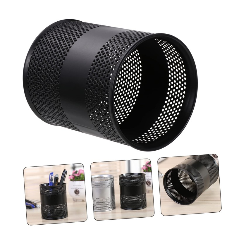 Operitacx Metal Black Anti-rust Round Pen Holder for Office Storage