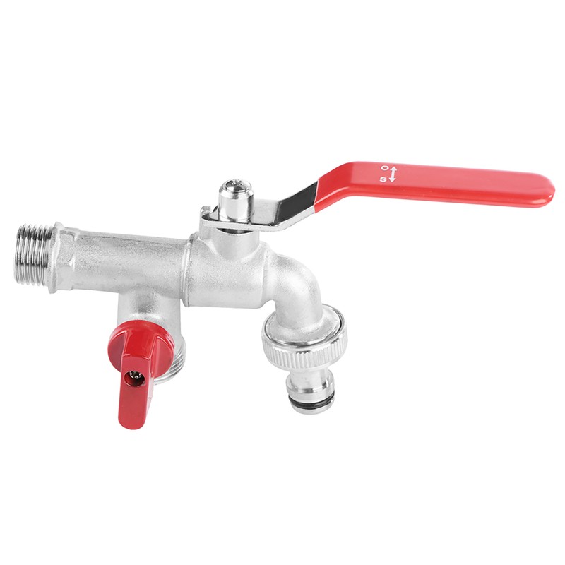 90 Degree Double Valve Water Tap 1/2" Brass Faucet Home