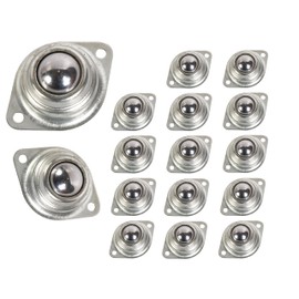 HLMOptimo 1” Rolling Ball Transfers 16 pcs, Universal Transfer Bearings of 400 Lbs Load Capacity, Two-Hole Flange Mounted Roller Bearings for Conveyor Transmission Furniture Wheelchair