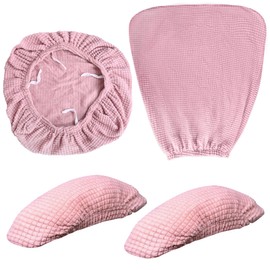 Tottist 4 Pcs Office Chair Covers Set Computer Universal Protective Stretchable Chair Seat Covers Desk Armrest Covers Slipcovers Pads Office Cushion Backrest for Rotating(Pale Pink)