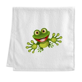 Funny Frog Animal Green - Toallas de mano 100% algodón suaves decorativas para baño, juego de toallas de baño absorbentes de lujo para playa, gimnasio, spa, 16 x 30 pulgadas