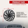 PRUNkuar 16 inch Electric Radiator Cooling Fan 12V with 1000