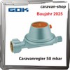 GOK Pressure Regulator for Caravan/Motorhome 50 mbar + Hose 40