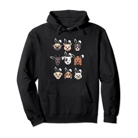 Dog With Bunny Ears Easter Animal Egg Hunting Spring Pullover Hoodie