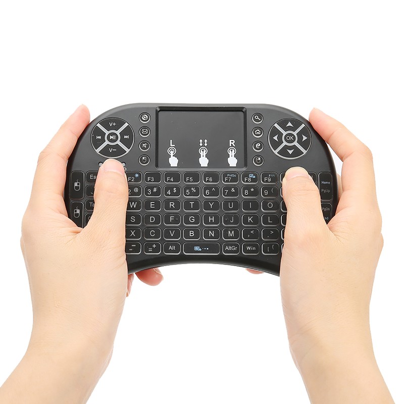 Mini Wireless Keyboard Backlit Black 2.4G RF 10-Meter Working Distance