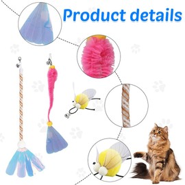 DONGKER Cat Angel Replacement Feathers Pendants, Pack of 6 Cat Toy Feathers, Cat Toy with Bell for House Cats, Kittens for Catching and Training