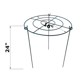 Peony Cages Plant Support Stakes Grow Through Grid Grow Through Hoops, Metal Flower Plant Brace Support Ring for Heavy Blossom 16"x24",Pack of 10