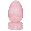 KYEYGWO Polished Rose Quartz Crystal Egg with Stone Stand, Oval