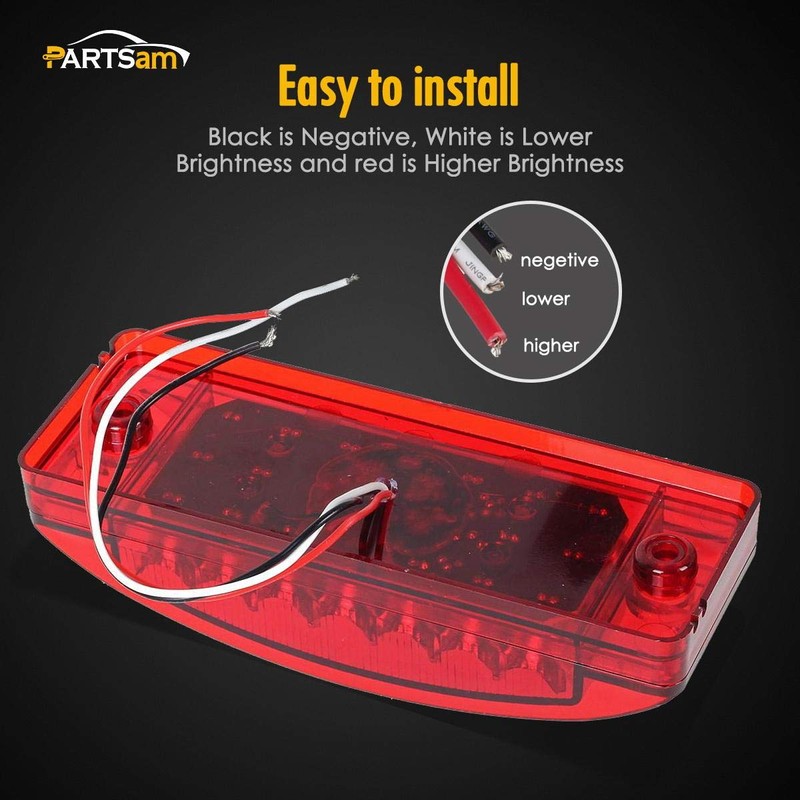 Partsam 2Pcs Red 6" LED Rectangle Side Marker and Clearance