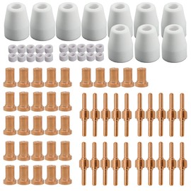 PT31 Plasma Cutter Consumables 80PCS Plasma Cutting Equipment Accessories Suit for PT-31 Plasma Cutter Torch Kits Tips Electrode Nozzles Gas Rings and Cups fit CUT40 CUT50 CUT55 CT418 520TSCPF Machine
