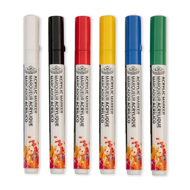 Royal & Langnickel 6pc ACRYLIC PAINT ARTIST MARKERS 2MM REVERIBLE