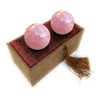 RCSTONE 1.4" Rose Quartz Baoding Balls Small Pink Crystal Healing