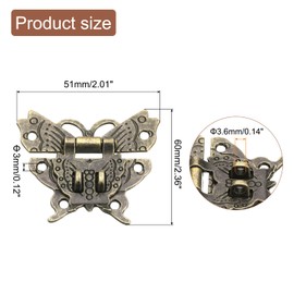 QUARKZMAN Pack of 4 Antique Clasps Butterfly, Retro Snap Lock with Screws Double Hole Vintage Reel Lock Buckle for Wooden Boxes Chests Suitcase Cabinet Jewellery Box
