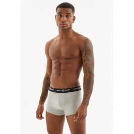 WESTMARK LONDON Men's Cotton Boxer Shorts with Elastic Waistband, Pack of 3, Black, ecru, grey, S