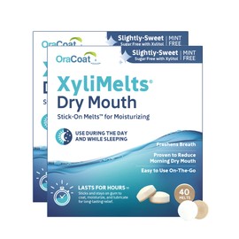 Oracoat XyliMelts for Dry Mouth Night Time or Day - Moisturizing Dry Mouth Adhering Discs, Sugar Free with Xylitol, 80 Count, Slightly-Sweet Flavor, 8-Hour Relief