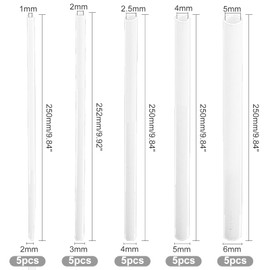 OLYCRAFT 25Pcs 5 Sizes ABS Plastic Round Tubes 9.8 Inch Length White ABS Plastic Round Tube Hollow Round Tube Round Hollow Bar for DIY Sand Table Architectural Model Making