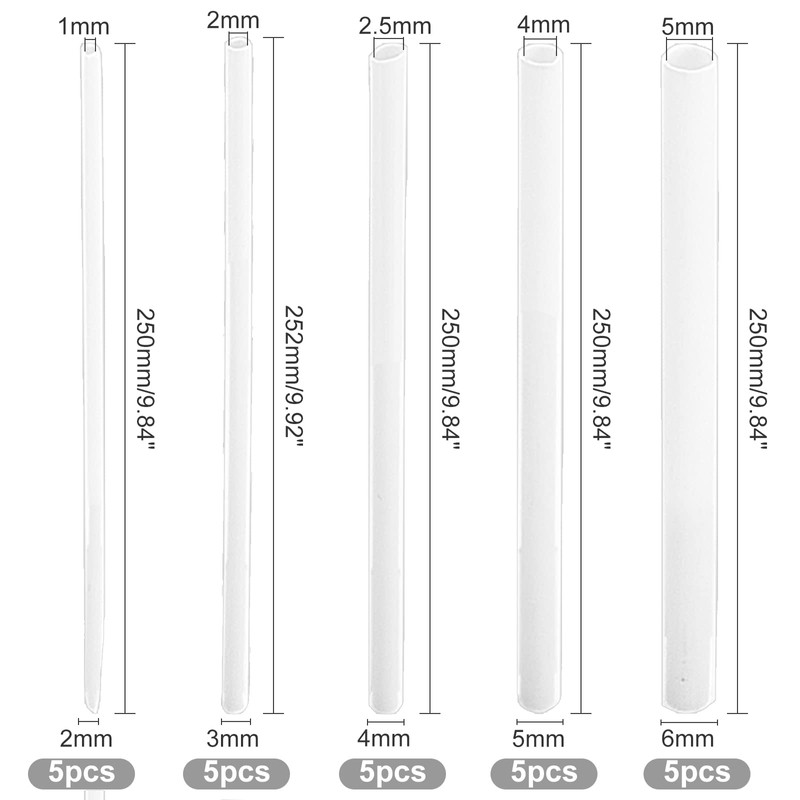 OLYCRAFT 25Pcs 5 Sizes ABS Plastic Round Tubes 9.8 Inch