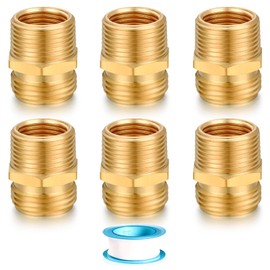 YELUN 3/4” GHT Male to 3/4” NPT Male Connector or 3/4” GHT Male to 1/2” NPT Famale Connector,Brass Garden Hose Fitting, Adapter, Garden Hose to Pipe Fittings Connect (6 Pack)