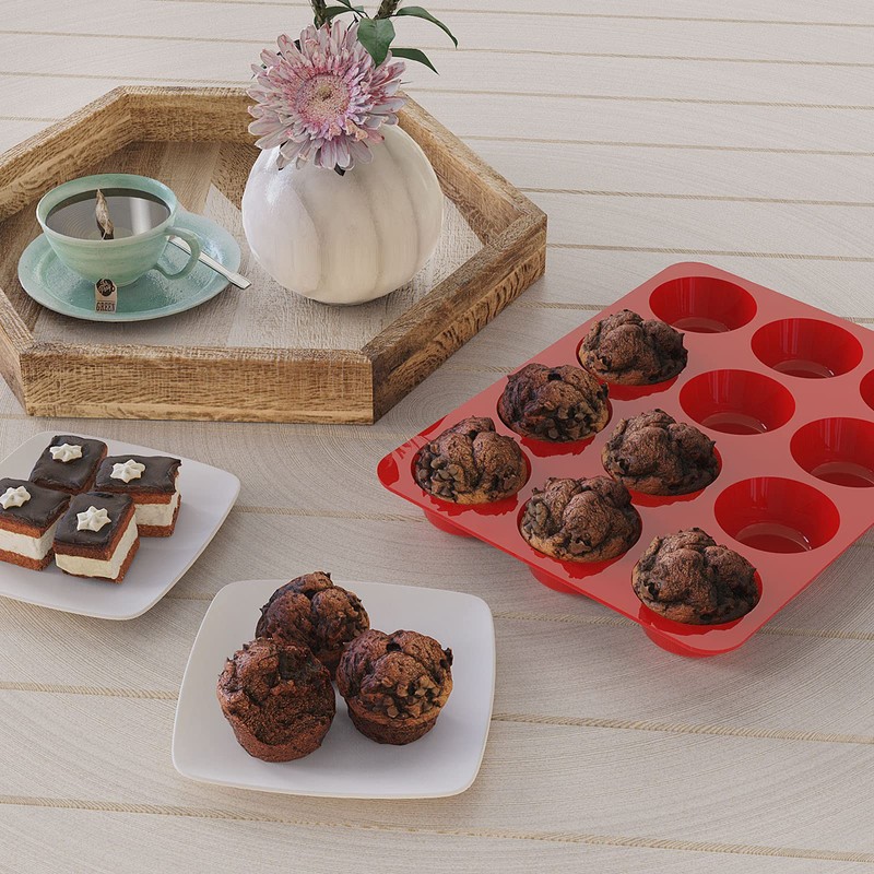 SILIVO Silicone Muffin Pans Nonstick 12 Cup(2 Pack) - 2.5