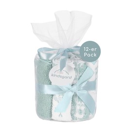 kindsgard Vaskedag Baby Wash Cloths Pack of 12 Cotton Absorbent Cuddly Soft Washable (Mint)