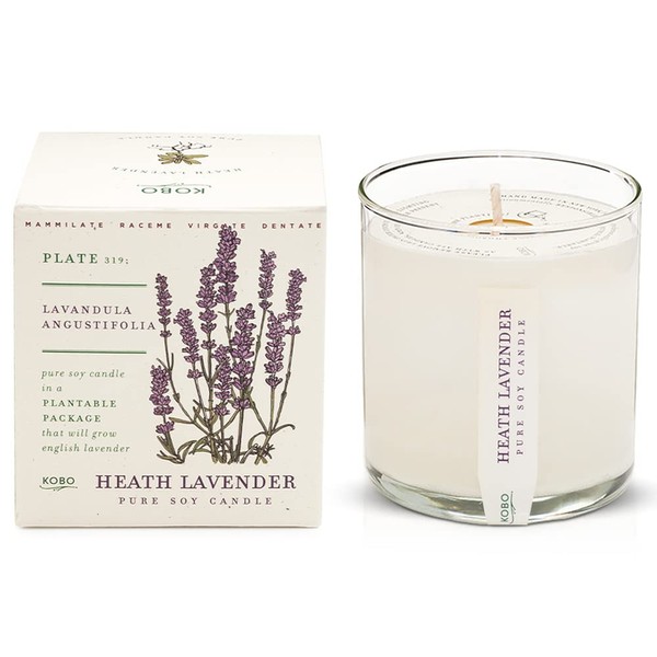 KOBO Heath Lavender Candle with Plantable Box (9 oz) | Plant The Box Collection, 100% Pure Soy Wax Candles | Hand-Poured in USA | Long Lasting 60 Hour Burning Candles | Scented Candles for Home