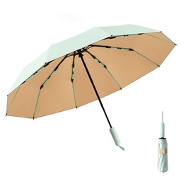 leznazik Folding Umbrella Anti-UV Compact Durable Folding Umbrella Auto Open Close Windproof Travel Umbrella Premium Grip Fits Backpack (Mint Green)