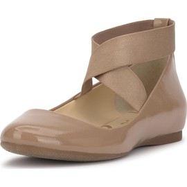 Jessica Simpson Women's Mandayss Ballet Flat, Chai Latte Crinkle Patent, 7.5