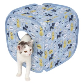 Kitty City Cat Print Play Furniture, Play Cube (Blue)