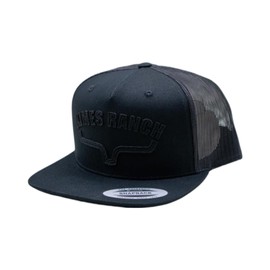 Kimes Ranch Caps Adjustable Snapback Flatlands Trucker Hat, Black/Black, One Size