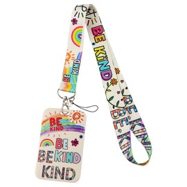 Autism Awareness Lanyard for ID Badges with Badge Holder, Cute Lanyard with ID Badge Holder for Special ED for Women Teens Teachers for Keychain Card Name Tag,Be Kind Rainbow