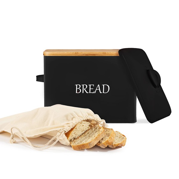 Meraki Home Bread Storage Container with 2 Lids, Cotton Bread
