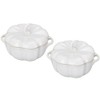 STAUB Ceramic 2-pc Petite Pumpkin Cocotte Set, 0.75-qt/24-oz, Rustic Ivory