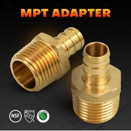 Supply Giant FQNB1010-OM 1 Inch x 1 Inch No Lead Adapters x MIP, Brass Construction, Compatible w/PEX Piping, Low-Cost Plumbing Connection, Durability & Reliability, Easy to Install, 1 x 1