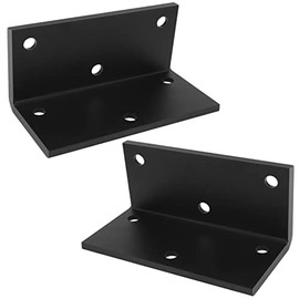 eoere 2 PCS 8" x 4" Heavy Duty Black L Angle Shelf Brackets for Wood, Fireplace Mantel Corner Brace, 7/32" Thick, Max Load 300lbs
