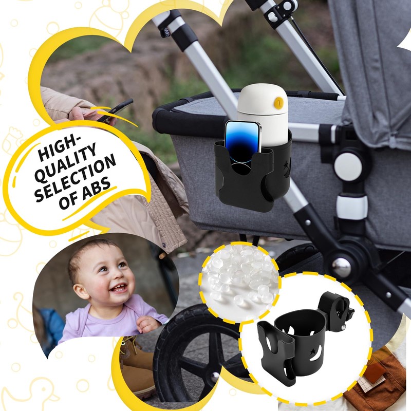 Drinks Holder Pushchair Cup Holder 2-in-1 Adjustable Bottle Holder with