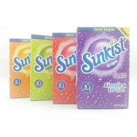 Sunkist Singles To Go Lot Of 4 Fruit Flavors Zero Sugar Low Calorie Powdered Mix