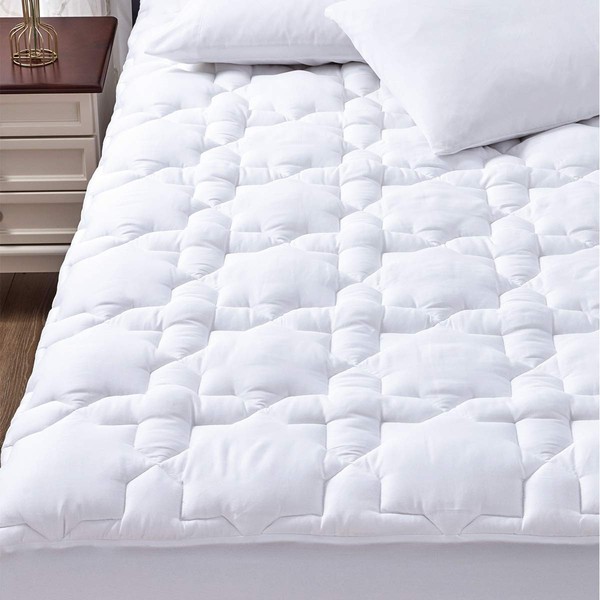 CozyLux Queen Mattress Pad Cotton Deep Pocket Mattress Cover Non
