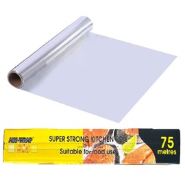 Tezraftaar® Aluminium Kitchen Catering Tin Foil Roll 300mm x 75m (12 Inch) for Restaurants Keep Food Fresh & Hot Long Time