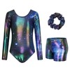 JiAmy Gymnastics Leotards for Girls Cross Back, Long Sleeve Sparkly