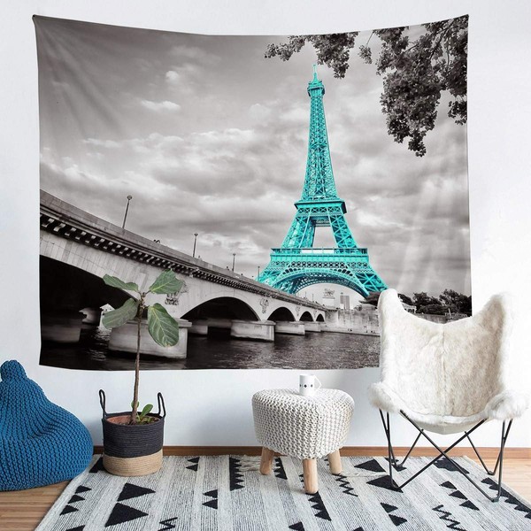 Feelyou Eiffel Tower Wall Blanket Chic Paris Cityscape Wall Hanging