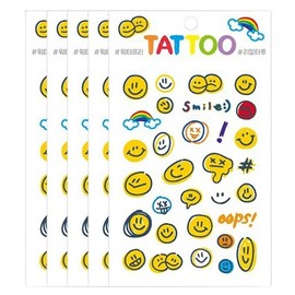 Truly Vivid Smiling Face Temporary Tattoos for Kids - 5-Pack Temporary Tattoo