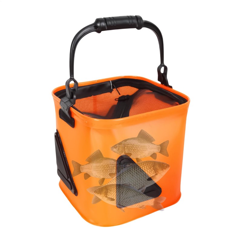 Fishing Bucket - Wider Handle Foldable Fishing Bait Bucket,Multi-Functional Fish
