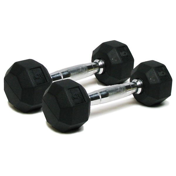 SPRI Deluxe Rubber Dumbbells (5-Pound) (Sold as set of 2)