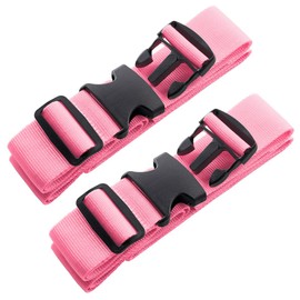 Youteer 2pcs 74″×2″Luggage Straps for Suitcases,Adjustable Suitcase Straps and Heavy Duty Strap Buckle Packing Straps Travel Accessories,Fluorescent Pink